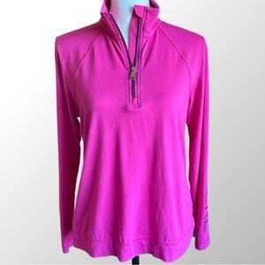 Lauren‎ Ralph Lauren Long Sleeve Top Women's Large Pink Quarter Zip LRL Graphic